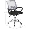 Mind Reader Office Chair with Wheels, Height Adjustable, Desk Chair, Computer Chair, 22.5″ L x 22.5″ W x 33-37″ H, Silver(Silver)