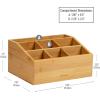 Mind Reader Pen Cup, Accessory Holder, Desktop Organization, Office, Bamboo, 3.5″ L x 3.5″ W x 3.875″ H, Brown(7-compartment Organizer)