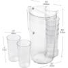 Mind Reader Pitcher and Cup Set, 6 Cups, Drink Pitcher with Lid, Glass Storage, Serving Set, 6.5″L x 6.5″W x 10.5″H, Clear