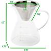 Mind Reader Pour Over Coffee Maker, Single Serve, Reusable Stainless Steel Filter, Glass, 4.76″ L x 5.98″ W x 6.3″ H, Clear