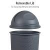Mind Reader Roll-Top Kitchen Garbage Can, Trash Can with Lid, Wicker Design, Plastic, 16″ L x 16″ W x 31.5″ H, Gray(Gray)
