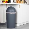 Mind Reader Roll-Top Kitchen Garbage Can, Trash Can with Lid, Wicker Design, Plastic, 16″ L x 16″ W x 31.5″ H, Gray(Gray)