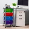 Mind Reader Rolling Cart with Drawers, Utility Cart, Craft Storage, Kitchen, Metal, 12.75″L x 15.25″W x 30″H, Multi-color