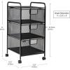 Mind Reader Rolling Storage Cart with Removable Drawers, Multi-Purpose Organizer for Office, Metal Mesh, Black(3-Drawers)