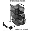 Mind Reader Rolling Storage Cart with Removable Drawers, Multi-Purpose Organizer for Office, Metal Mesh, Black(3-Drawers)
