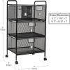 Mind Reader Rolling Storage Cart with Removable Drawers, Multi-Purpose Organizer for Office, Metal Mesh, Black(4-Drawers)