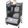 Mind Reader Rolling Storage Cart with Removable Drawers, Multi-Purpose Organizer for Office, Metal Mesh, Black(4-Drawers)