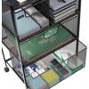 Mind Reader Rolling Storage Cart with Removable Drawers, Multi-Purpose Organizer for Office, Metal Mesh, Black(4-Drawers)