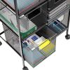 Mind Reader Rolling Storage Cart with Removable Drawers, Multi-Purpose Organizer for Office, Metal Mesh, Black(6-Drawers)