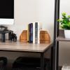 Mind Reader Rustic Wood Block Bookends, Natural Decorative Holders for Books and Magazines, Non-Slip Desk or Shelf Organizer, Set of 2, Brown