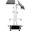 Mind Reader SDROLL-BKWH Mobile Sitting, Standing Desk Rolling Reversible Home Office Laptop Workstation with Side Storage, Locking Wheels, Large, Black/White(Large  Black/White)