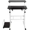 Mind Reader SDROLL-BKWH Mobile Sitting, Standing Desk Rolling Reversible Home Office Laptop Workstation with Side Storage, Locking Wheels, Large, Black/White(Large  Black/White)