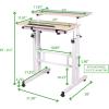 Mind Reader SDROLL-WHT Mobile Sitting, Standing Desk Rolling Reversible Home Office Laptop Workstation with Side Storage, Locking Wheels, Large, White