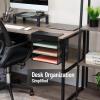 Mind Reader Slide-On Under Desk File Organizer, No Tools Required, Hanging Storage for Laptops, Folders, and Notebooks, Metal, Black