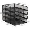 Mind Reader Stackable Paper Tray, Desktop Organizer, File Storage, Office, Metal Mesh, 10.5″ L x 13.5″ W x 11.25″ H, 4 Pcs., Silver(Classic Black)
