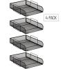 Mind Reader Stackable Paper Tray, Desktop Organizer, File Storage, Office, Metal Mesh, 10.5″ L x 13.5″ W x 11.25″ H, 4 Pcs., Silver(Classic Black)