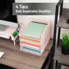 Mind Reader Stackable Paper Tray, Desktop Organizer, File Storage, Office, Metal Mesh, 10.5″ L x 13.5″ W x 11.25″ H, 4 Pcs., Silver(Pink)