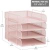 Mind Reader Stackable Paper Tray, Desktop Organizer, File Storage, Office, Metal Mesh, 10.5″ L x 13.5″ W x 11.25″ H, 4 Pcs., Silver(Pink)