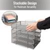 Mind Reader Stackable Paper Tray, Desktop Organizer, File Storage, Office, Metal Mesh, 10.5″ L x 13.5″ W x 11.25″ H, 4 Pcs., Silver(Silver)