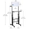 Mind Reader Standing Whiteboard Desk, Adjustable Height, Computer Desk, Laptop Desk, Portable, Rolling, 21″ L x 21.5″ W x 68.5″ H, White