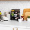 Mind Reader Tea Bag Organizer, Tea Station Organizer, Countertop Storage, Kitchen, Metal Mesh, 7″ L x 6.75″ W x 10″ H, Black(5 Compartment)