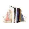 Mind Reader Terrarium Bookends, Decorative Book Holders with Storage, Modern Organizer for Desk or Shelf, Glass, Metal, Set of 2, Black(Gold)