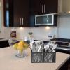 Mind Reader Utensil Accessory Caddy, Organizer, Countertop, Office, Kitchen, Metal Mesh, 8.5″ L x 8.5″ W x 6″ H, Black