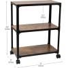 Mind Reader Woodland Collection, Rolling 4-Tier Cart, Utility Cart, Bar Cart, Omnidirectional Smooth Gliding Lockable Wheels, Wood and Metal, Brown(3 Tier)