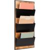 Mind Reader 3-Tier Wall-Mounted File Organizer, Wood and Metal Vertical Rack for Mail, Magazines, and Documents, Black