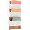 Mind Reader 3-Tier Wall-Mounted File Organizer, Wood and Metal Vertical Rack for Mail, Magazines, and Documents, Metal, Wood, White