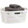 Mind Reader 40L Laundry Basket, Clothes Hamper, Wicker Design, Plastic, 23″L x 14.5″W x 10.5″H, White