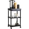 Mind Reader Bar Cart, Rolling, Utility Cart, 3-Tier, Coffee Cart, Bathroom, Kitchen, Plastic, 20″L x 15″W x 34.5″H, Black(Black)