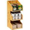 Mind Reader Coffee Condiment Station, Countertop Organizer, Coffee Bar, Rayon from Bamboo, 6.5″L x 6.5″W x 15″H, Brown(Brown)