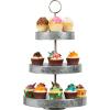 Mind Reader Cupcake Stand, Tiered, Dessert Table Display, Kitchen Tower, Galvanized Metal, 12″ L x 12″ W x 21″ H, Silver