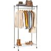 Mind Reader Heavy Duty Rolling Garment Rack with Adjustable Bar, Double Shelves & Locking Wheels, Chrome Steel Clothing Organizer, Chrome