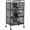 Mind Reader Rolling Storage Cart with Removable Drawers, Multi-Purpose Organizer for Office, Metal Mesh, Black(6-Drawers)