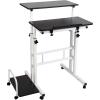 Mind Reader SDROLL-BKWH Mobile Sitting, Standing Desk Rolling Reversible Home Office Laptop Workstation with Side Storage, Locking Wheels, Large, Black/White(Large  Black/White)