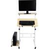 Mind Reader SDROLL-WHT Mobile Sitting, Standing Desk Rolling Reversible Home Office Laptop Workstation with Side Storage, Locking Wheels, Large, White