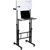 Mind Reader Standing Whiteboard Desk, Adjustable Height, Computer Desk, Laptop Desk, Portable, Rolling, 21″ L x 21.5″ W x 68.5″ H, White