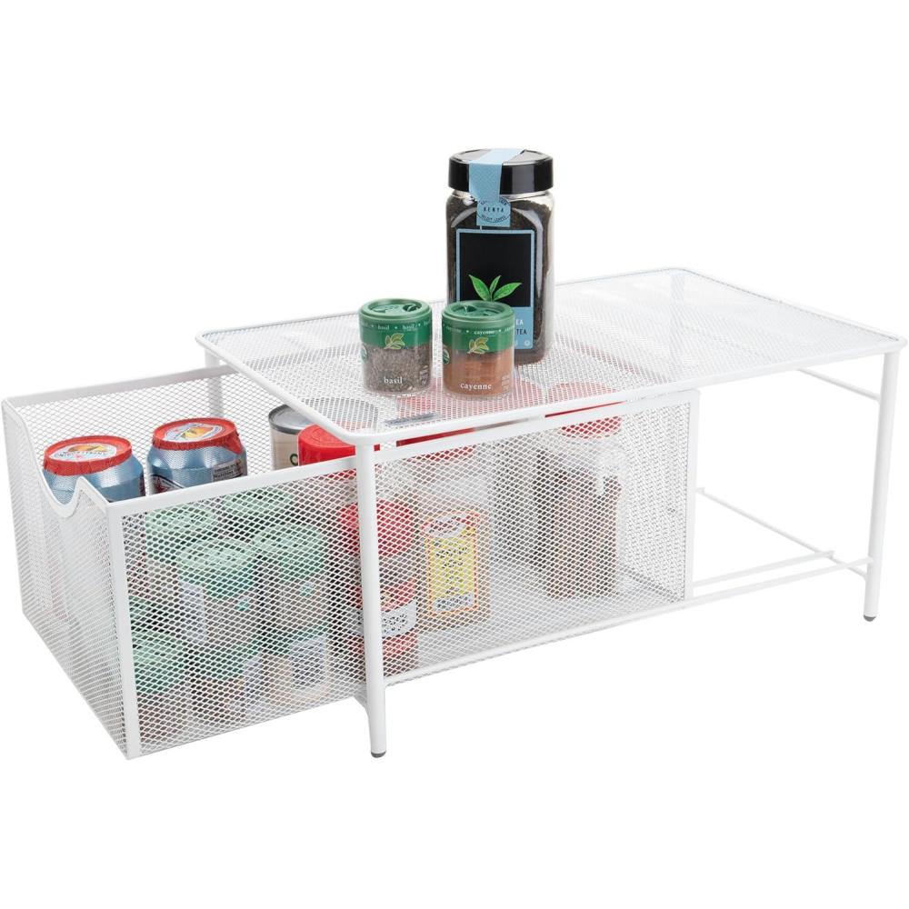 imageMind Reader Accessory Organizer Supply Storage Makeup Crafts Office Kitchen Metal Mesh 1025quotL x 1625quotW x 8quotH SilverWhite