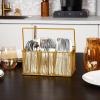 Mind Reader Utensil Holder, Silverware Organizer, Caddy, Cutlery Holder, Kitchen, Metal Mesh, 10″L x 7″W x 4.75″H, Gold