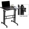 Mind Reader Standing Desk, Adjustable Height, Computer Desk, Laptop Desk, Portable, Rolling, 15″ L x 22″ W x 39″ H, Pink(Black)