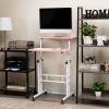 Mind Reader Standing Desk, Adjustable Height, Computer Desk, Laptop Desk, Portable, Rolling, 15″ L x 22″ W x 39″ H, Pink(Pink)