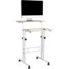 Mind Reader Standing Desk, Adjustable Height, Computer Desk, Laptop Desk, Portable, Rolling, 15″ L x 22″ W x 39″ H, Pink(White)