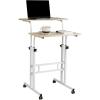 Mind Reader Standing Desk, Adjustable Height, Computer Desk, Laptop Desk, Portable, Rolling, 15″ L x 22″ W x 39″ H, Pink(White)