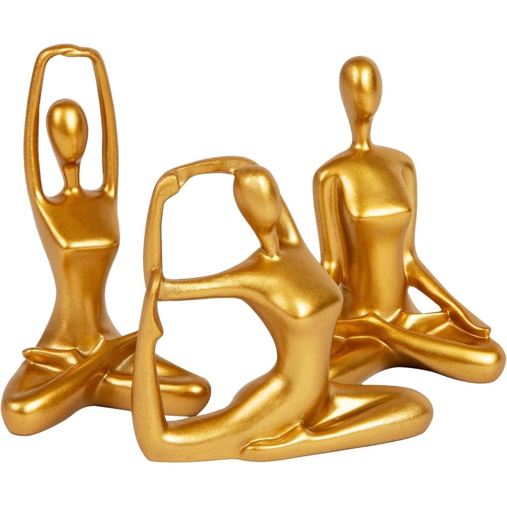 imageMind Reader Yoga Figurine Set Meditation Statues for Home Office or Studio Decor Elegant Mindful Gift Resin 275quot L x 225quot W x 475quot H Set of 3 Gold