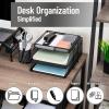 Mind Reader 2 Tier Paper Tray with Top Supply Compartment, Desktop File Organizer, Metal Mesh, Black(Black)