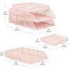 Mind Reader 2 Tier Paper Tray with Top Supply Compartment, Desktop File Organizer, Metal Mesh, Black(Pink)