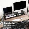 Mind Reader 2-Tier MDF Double Monitor Stand, Dual Screen Riser with Storage Shelf, 33.75 Inch Wide, 88 lb Capacity, Black