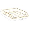 Mind Reader Gold Geometric Paper Tray, Modern Organizer for Documents, Folders, and Office Supplies, Durable and Stylish, Metal, 10″ L x 12.25″ W x 2″ H, Gold(10″ x 12.3″ x 2″)